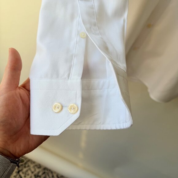 Eton Custom Made White Textured Twill Dress Shirt – Size 42 / 16–16.5 (Estimated - Picture 9 of 10